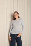 Knitwear Fabric Crew Neck Women's Baby Blue Blouse