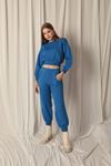 Women's Saxe Suit with Knitted Fabric Sweater