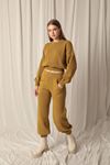 Women's Oil Green Suit with Knitted Fabric Sweater