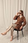 Torino Fabric Liquid Proof Under Hip Length Women's Camel Trench Coat