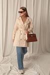 Torino Fabric Liquid Proof Under Hip Length Women's Beige Trench Coat