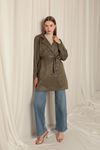 Torino Fabric Liquid Proof Under Hip Length Women's Khaki Trench Coat