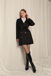 Torino Fabric Liquid Proof Under Hip Length Women's Black Trench Coat