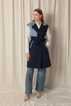 Torino Fabric Denim Garnished Women's Navy Blue Vest