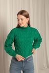 Knitwear Fabric Knit Detailed Women's Green Sweater