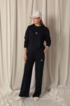 Modal Fabric Metal Accessory Women's Navy Blue Suit