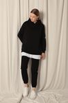 Three Thread Fabric Hooded Women's Black Sweat