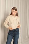 Three Thread Fabric Hooded Short Women's Beige Sweat