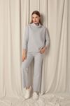 Selanik Fabric Cowl Collar Women's Gray Suit