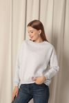 Three Thread Fabric Zero Collar Women's Gray Sweat