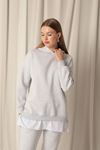 Three Thread Fabric Hooded Women's Gray Sweat