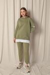 Three Thread Fabric Elastic Waist Women's Khaki Tracksuit