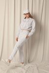 Three Thread Fabric Elastic Waist Women's Gray Tracksuit