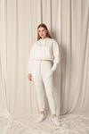 Three Thread Fabric Elastic Waist Women's Ecru Tracksuit