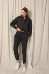 Three Thread Fabric Elastic Waist Women's Anthracite Tracksuit