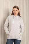 Triple Yarn Kangaroo Pocket Women's Hooded Light Gray Sweat