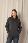 Three Thread Kangaroo Pocket Women's Hooded Anthracite Sweat