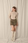 Suede Fabric Khaki Shorts Skirt