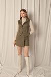 Suede Fabric Women's Khaki Vest