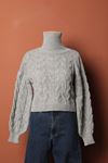 Knitwear Fabric Knit Detailed Women's Gray Sweater