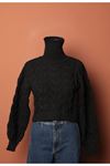 Women's Black Sweater with Knitwear Fabric Detail