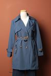 Woven Fabric Liquid Proof Back Midi Length Women's Indigo Trench Coat