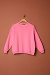 Three Thread Fabric Zero Collar Women's Pink Sweater