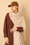 Soft Textured Tasseled Women's Mink Shoulder Shawl Scarf