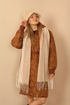 Soft Textured Herringbone Patterned Women's Mink Shoulder Shawl Scarf