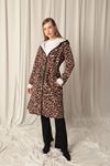 Leopard Fabric Striped Hooded Women's Leopard Raincoat