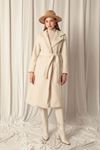 Cashmere Fabric Maxi Length Women's Beige Coat