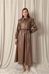 Leather Fabric Women's Mink Dress