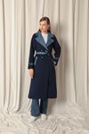 Maxi Length Women's Navy Blue Trench Coat