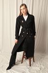 Maxi Length Women's Black Trench Coat