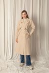 Maxi Length Women's Stone Trench Coat