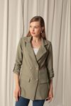 Melange Linen Fabric Women's Khaki Jacket