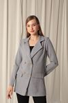 Melange Linen Fabric Women's Gray Jacket