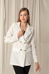 Melange Linen Fabric Women's Ecru Jacket