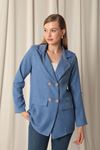 Melange Linen Fabric Women's Indigo Jacket