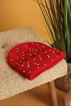 Women's Red Beret with Pearls