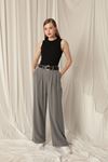 Tencel Fabric Woven Women's Gray Trousers