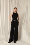 Tencel Fabric Woven Women's Black Trousers