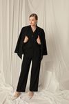 Woven Fabric Women's 3-Piece Black Suit