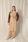 Woven Fabric Women's Beige Trench Coat