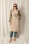 Woven Fabric Women's Stone Trench Coat