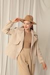 Cashmere Fabric Women's Short Beige Coat