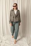 Woven Fabric Short Khaki Trench Coat