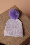 Women's Lilac Beanie with Pompoms