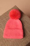 Women's Pomegranate Flower Beanie with Pompom