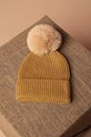 Women's Mustard Beanie with Pompom